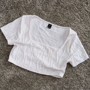 SHEIN White Textured Crop Top